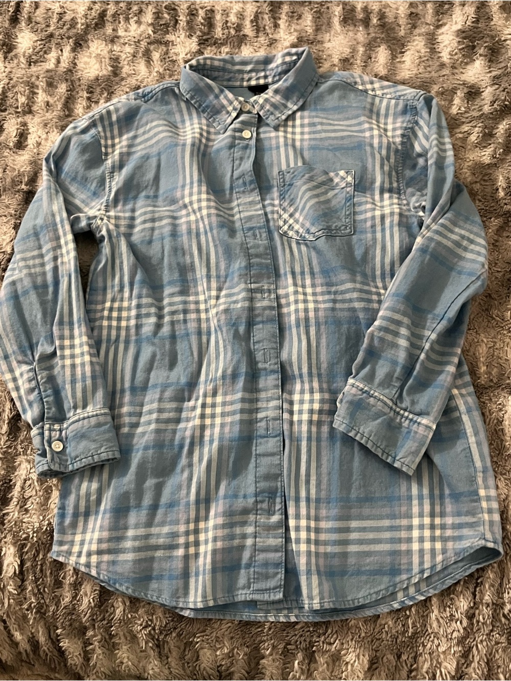 art class Light Blue and White Plaid Button-Down Shirt